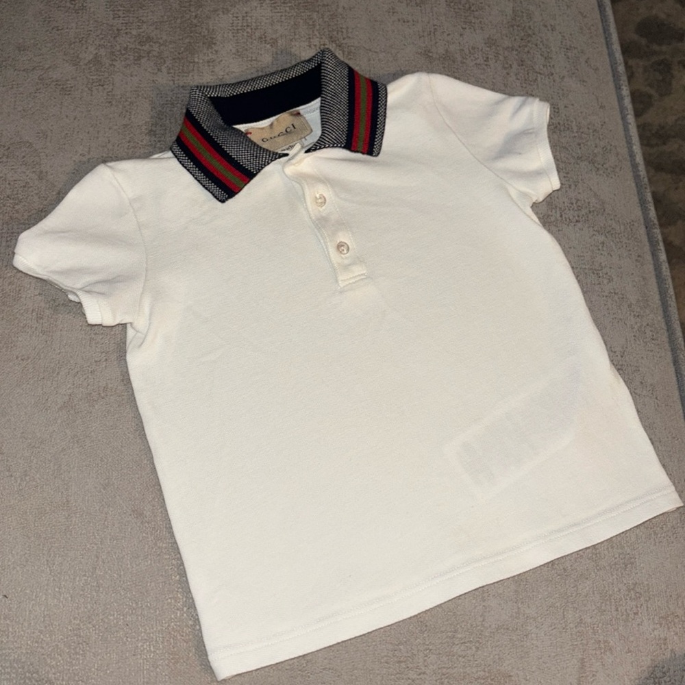 Gucci BABY COTTON POLO TOP WITH WEB 18/24 month Size. Navy Blue, Red & Green